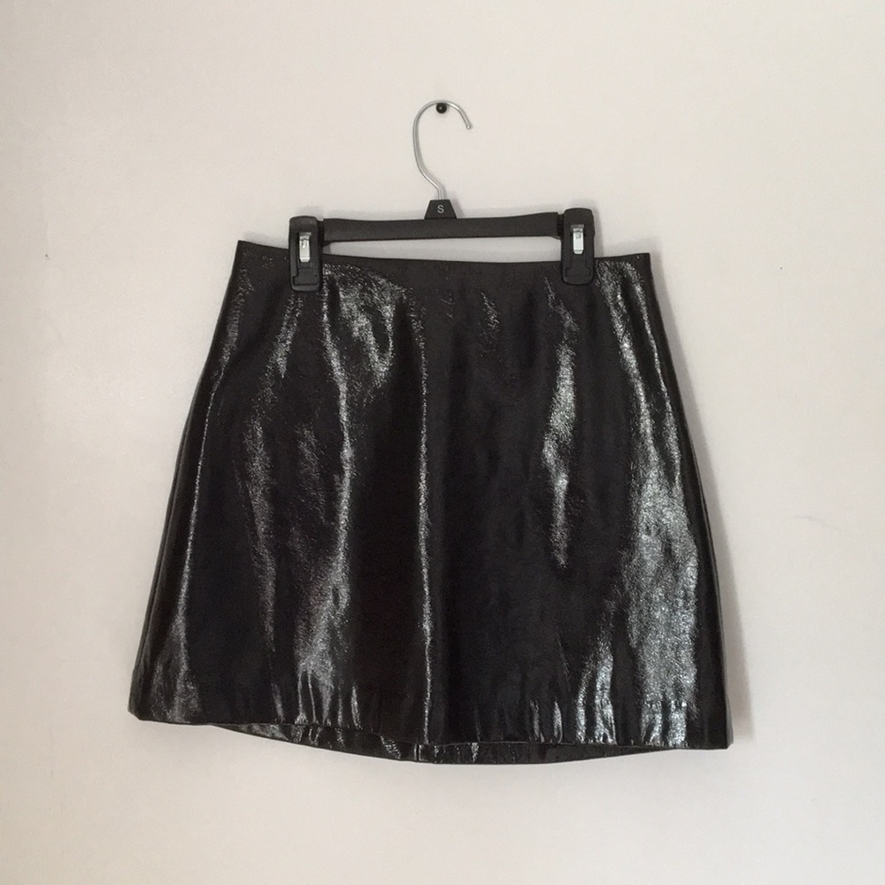 Black Express Shiny Leather Mini Skirt